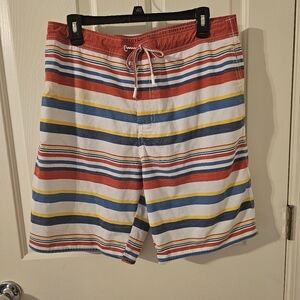 Johnnie-O Hope Town Stripe Swim Trunks Cayenne Size XL